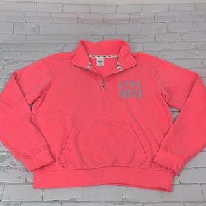 Victoria’s Secret Pink Quarter Zip pullover top. Neon pink. Size Small. Collar.